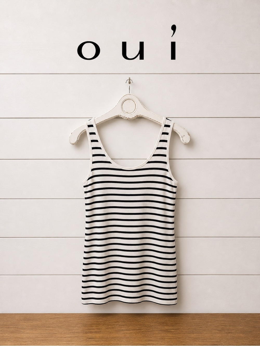 Oui Black & White Striped Tank Top - Size 4